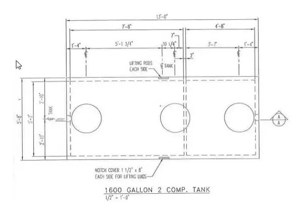 1600 Gallon - 2 Compartment Pump Septic/Tank