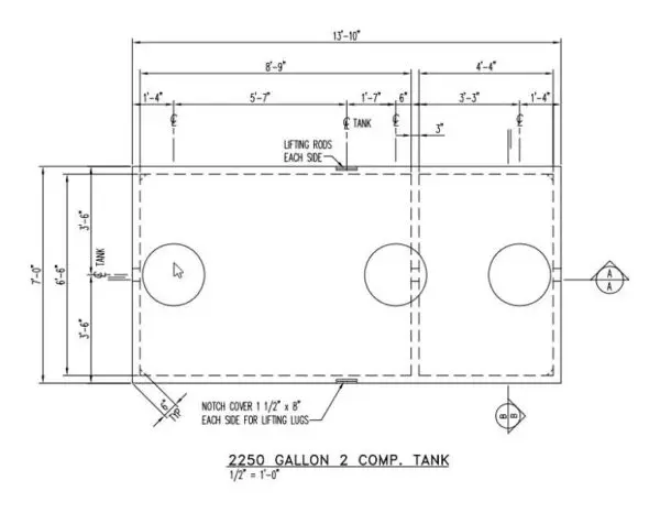 2250 Gallon - 2 Compartment Pump Tank